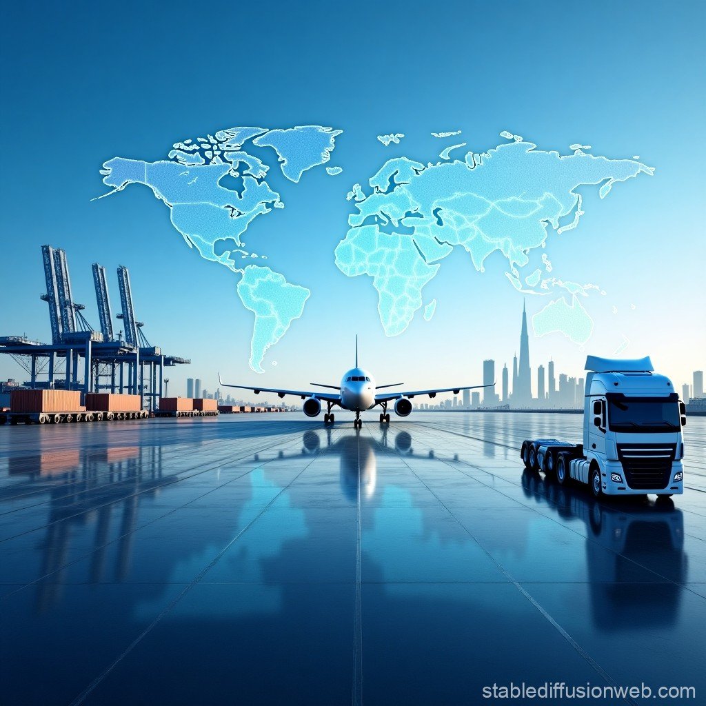 International logistics network connecting air, sea and ground freight